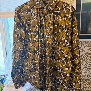 100% cotton Murano Olive, Black and Blue  Abstract Print Button-Up shirt men’s